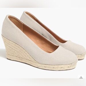 NIB Women’s Jcrew Canvas Espadrille Wedges - Flax 9